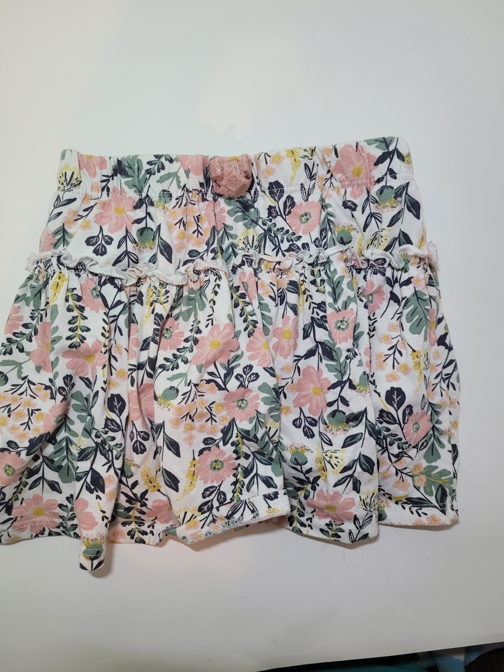 Shabby Chic Floral Ruffle Skirt - Pink, Green & Yellow